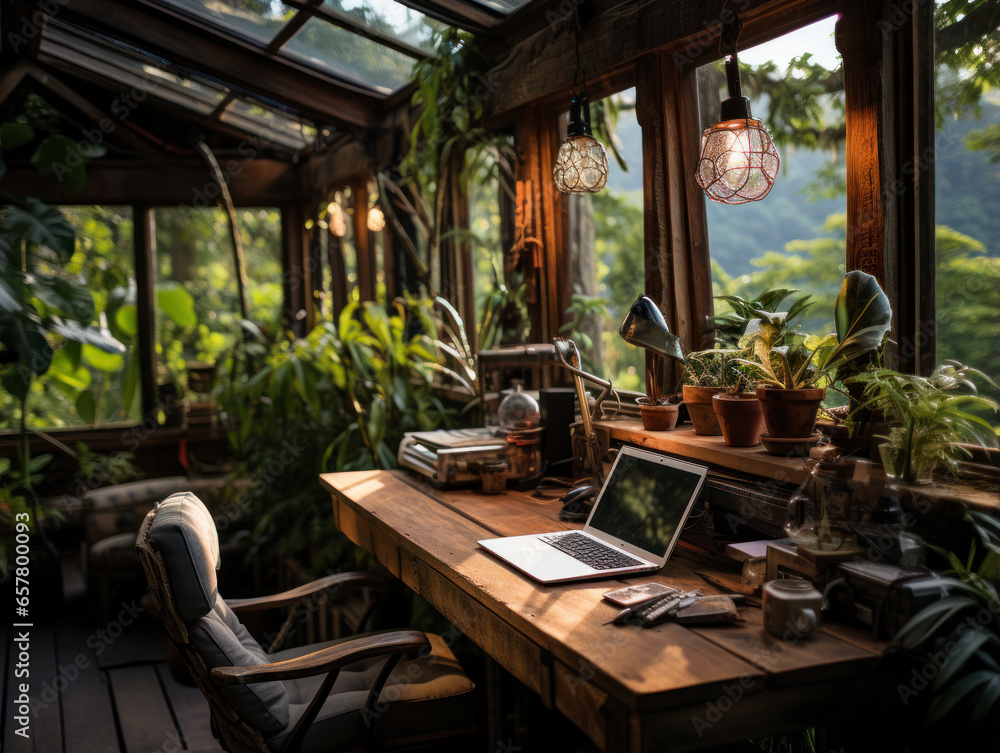 workplace in a cabin 