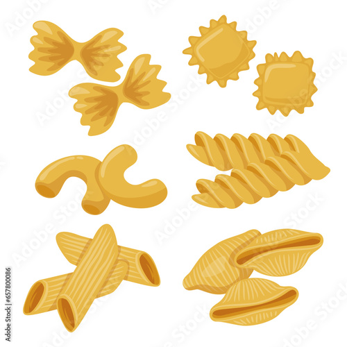 Set of various pasta drawing cartoon style vector