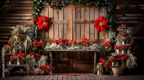 wooden hut decorated for christmas © JoseLuis