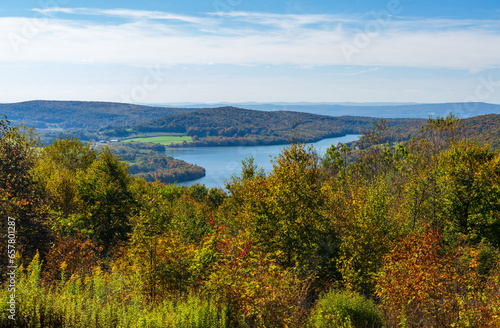 View from overlook of the autumn colors of Mt Davis towards High Point Lake in south western Pennsylvania
