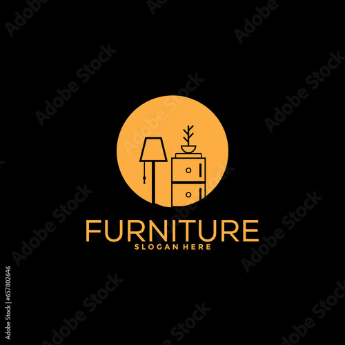 Furniture logo design with creative concept, Interior logo vector template