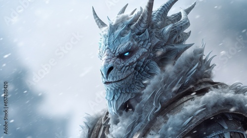 Frost dragonborn Sorcerer fantasy.Generative AI © shuvodesign