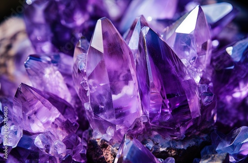 Illustration of purple crystal, amethyst, gemstone. Generative AI photo