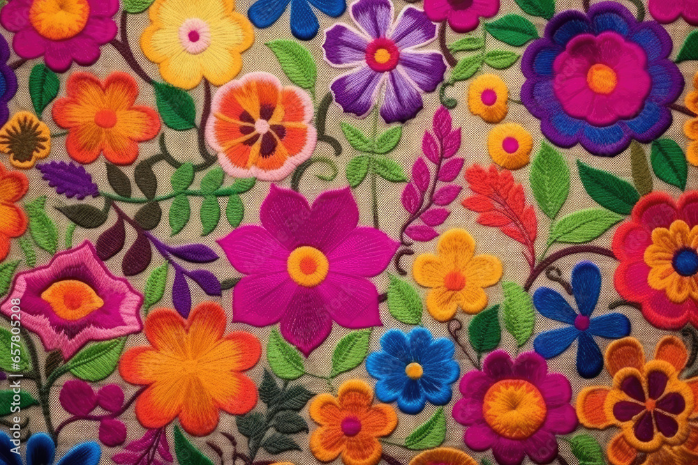 Variegated floral embroidery pattern background. Variegated floral embroidery pattern background.