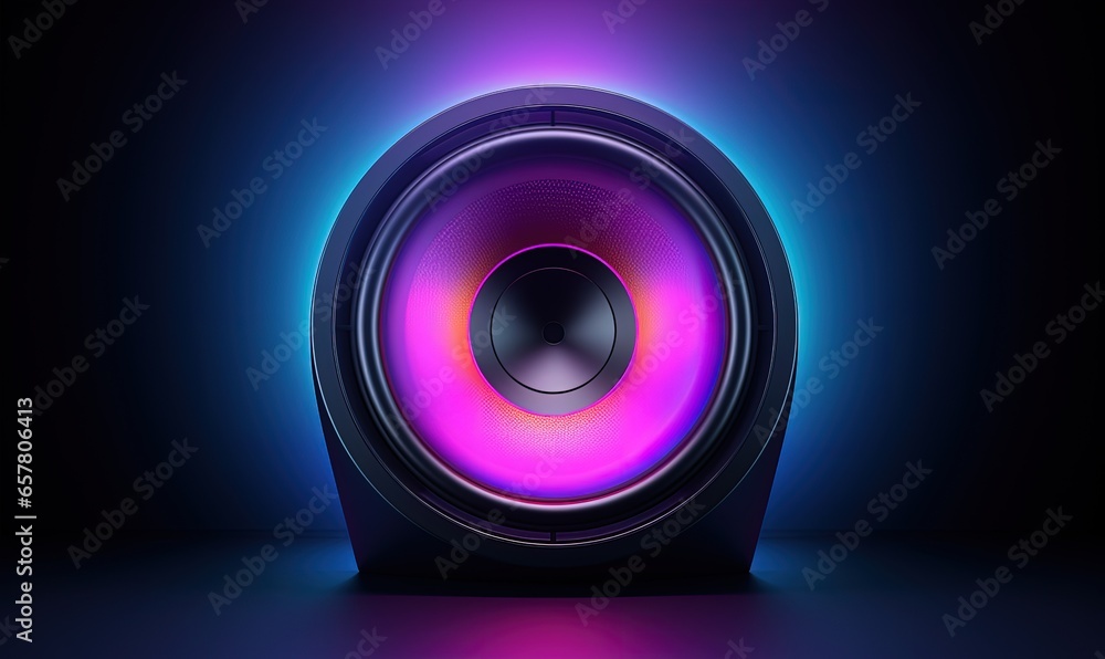 Speaker with RGB colors, 80s and 90s retro style background. Generative AI - obrazy, fototapety, plakaty 