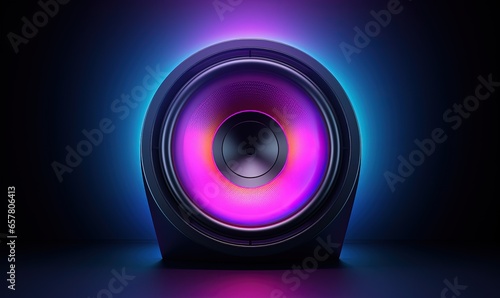 Speaker with RGB colors, 80s and 90s retro style background. Generative AI photo