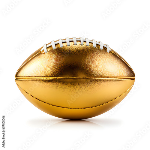 A gold American football isolated on a white background. A sports concept. Generative ai.  photo