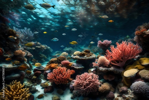  diverse coral garden in a tropical reef ecosystem. © Fahad