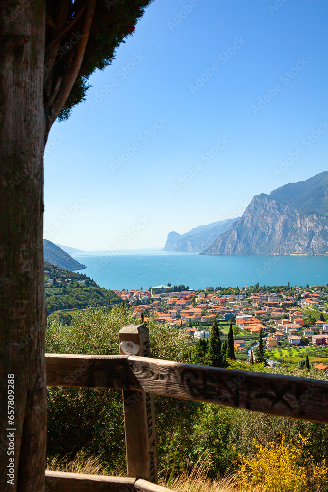 Aerial view from lake Garda, Italy. View from Riva del Garda
