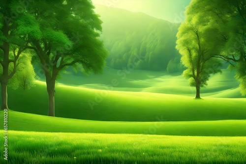 landscape with grass and sky generated by AI technology