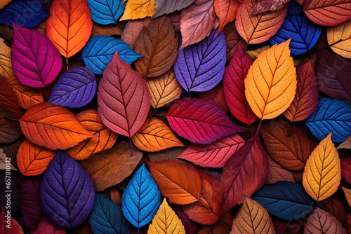 An artistic background of fallen tree leaves in a multitude of colors. Concept  A backdrop for autumn.