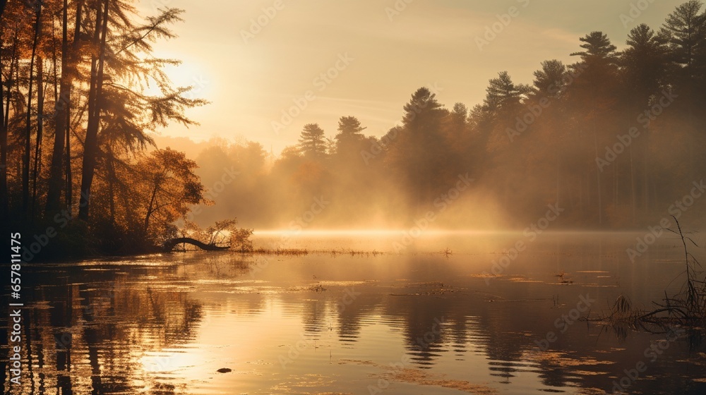 A photograph capturing the enchanting beauty of a mist-kissed autumn landscape, bathed in warm golden hues, evoking a sense of tranquility and nostalgia. A photograph capturing the enchanting beauty of a mist-kissed autumn landscape, bathed in warm golden hues, evoking a sense of tranquility and nostalgia.
