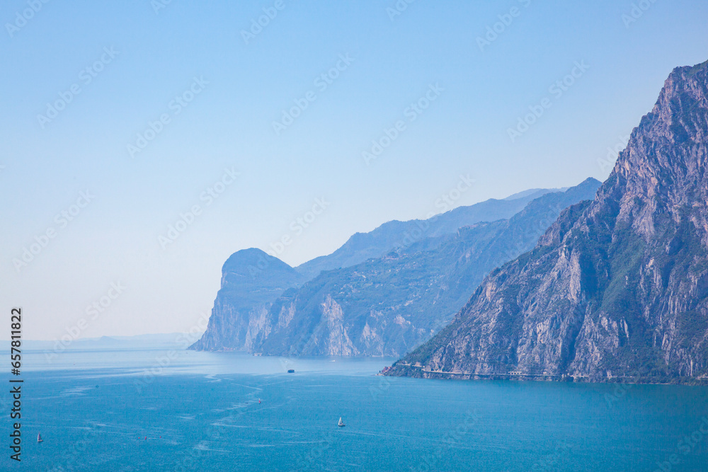 Aerial view from lake Garda, Italy. View from Riva del Garda