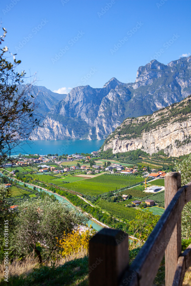 Aerial view from lake Garda, Italy. View from Riva del Garda