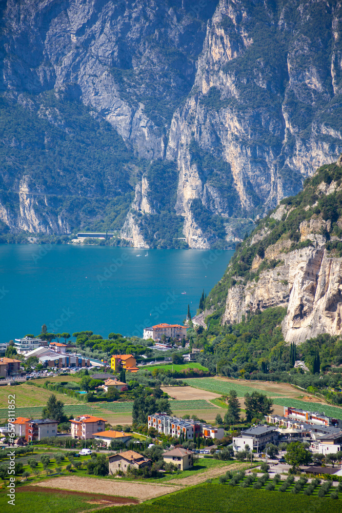 Aerial view from lake Garda, Italy. View from Riva del Garda