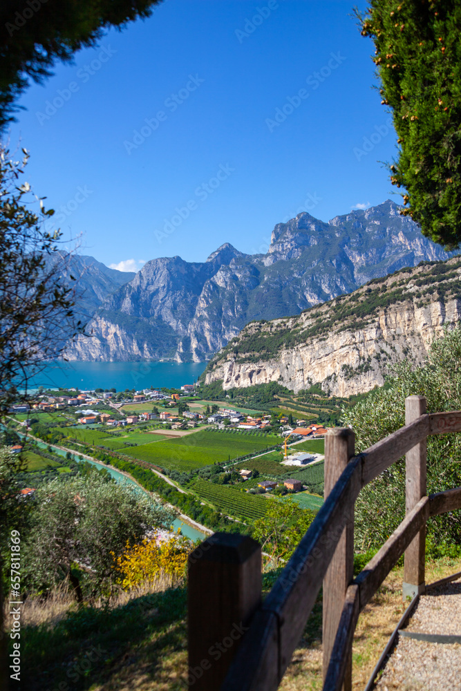 Aerial view from lake Garda, Italy. View from Riva del Garda