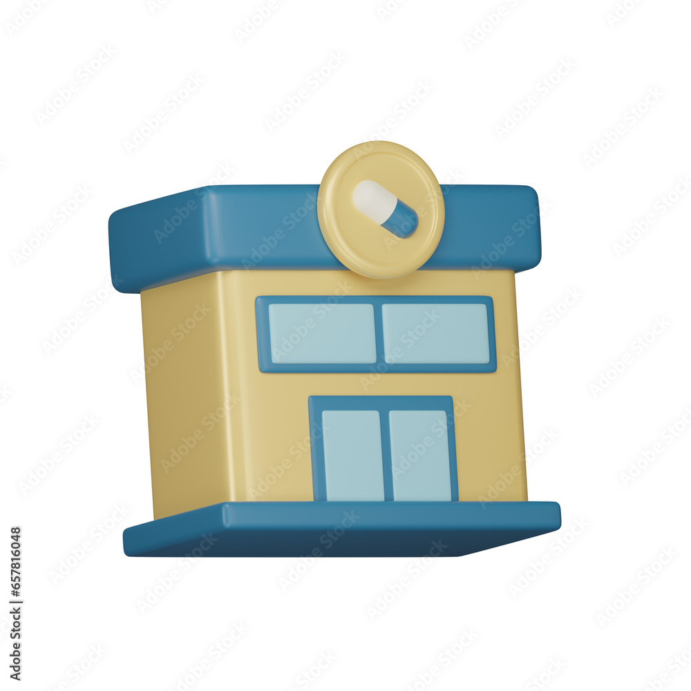 pharmacy shop 3d icon pharmacy shop 3d icon