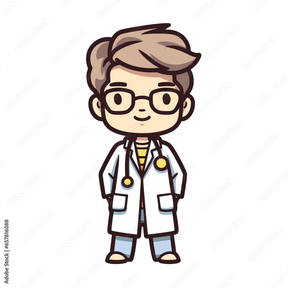 Man as a doctor shirt, cute happy kawaii style isolated on a transparent background. Man as a doctor shirt, cute happy kawaii style isolated on a transparent background.