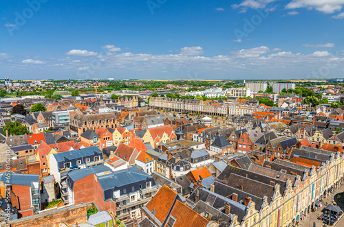 Tableau sur toile Aerial panoramic view of Arras city historical town centre, historic quarter and