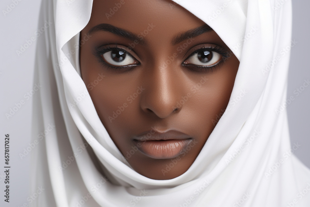 Dark skin muslim woman portrait. Dark skin muslim woman portrait.