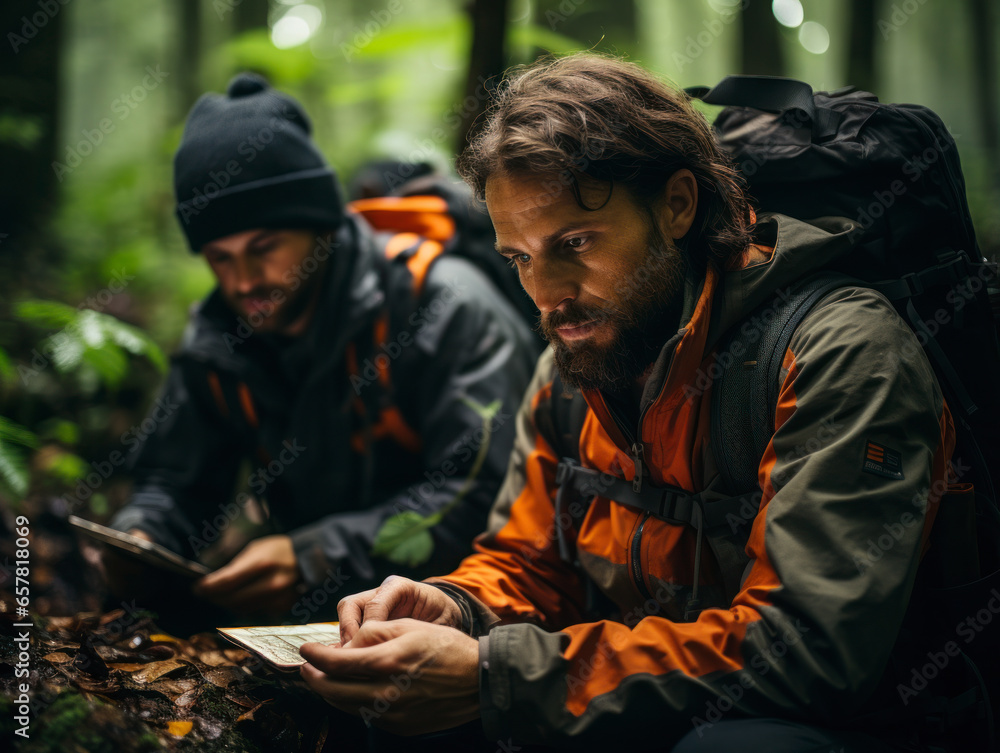 Fototapeta premium man using laptop at amazon