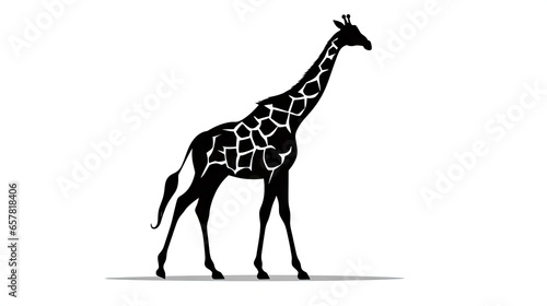  a giraffe standing in the middle of a white background.  generative ai