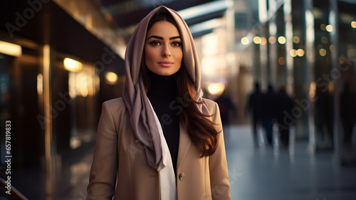 An Arabian woman adorned in modern fashion  AI Generative.