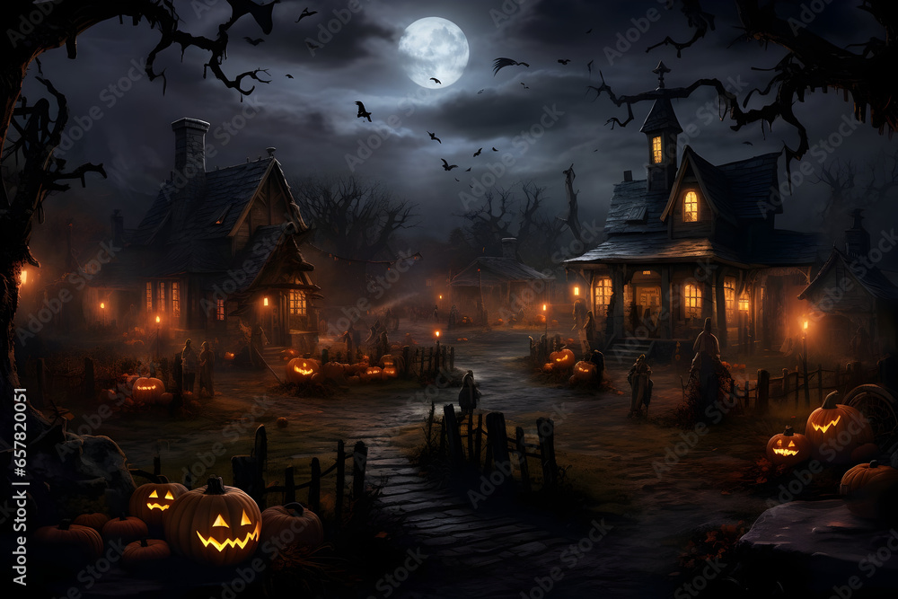 Halloween Night Enchantment A Scene Set in the Mystical World of Halloween Halloween Night Enchantment A Scene Set in the Mystical World of Halloween