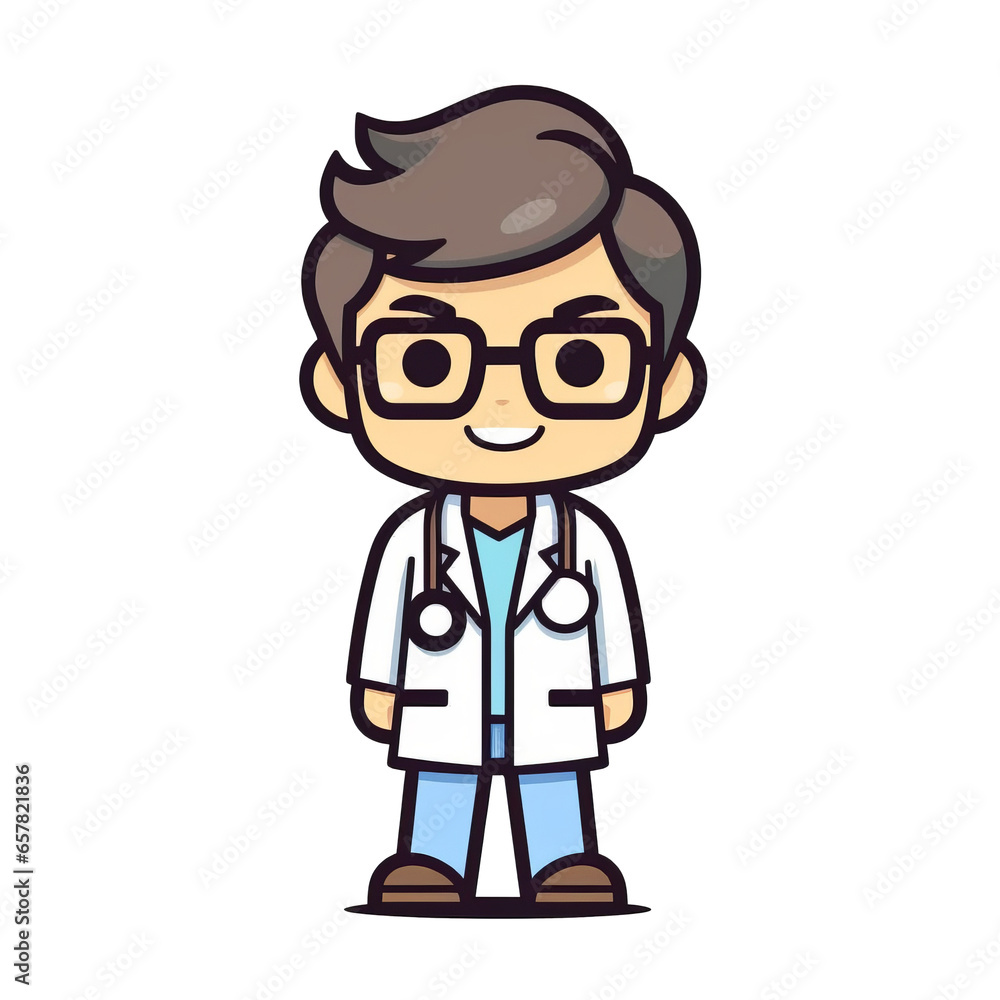 Man as a doctor shirt, cute happy kawaii style isolated on a transparent background.generative ai Man as a doctor shirt, cute happy kawaii style isolated on a transparent background.generative ai