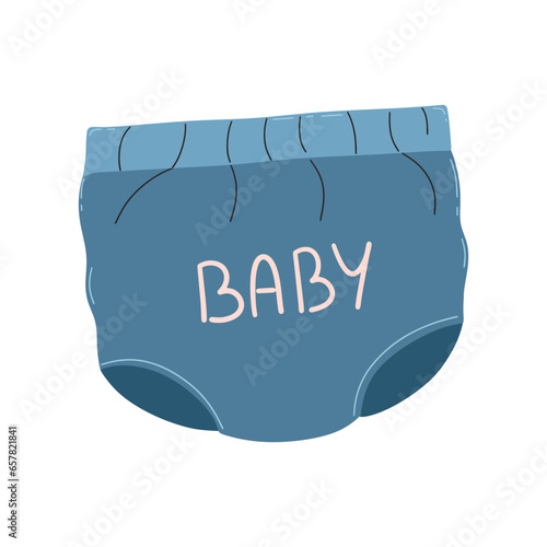 Children's diapers with the inscription "Baby". Hand draw illustration