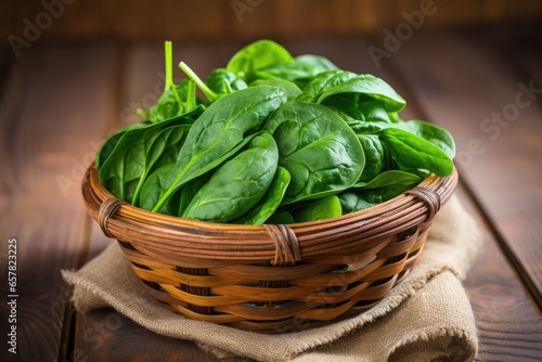 Spinach Leaves in Basket