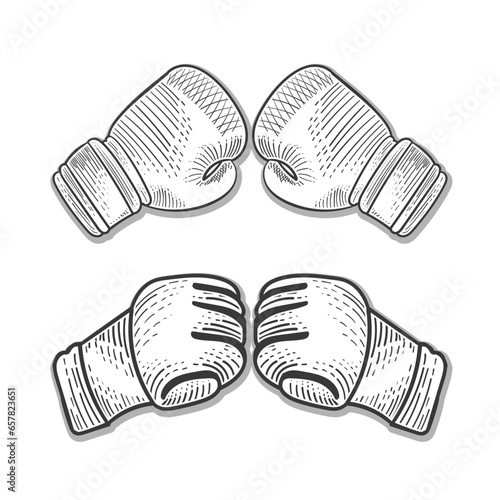 Boxer hand gloves hand drawing vector design