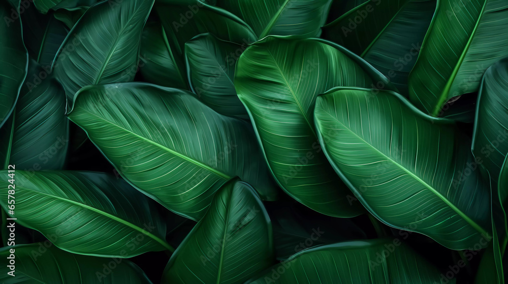 big green jungle leafs background
