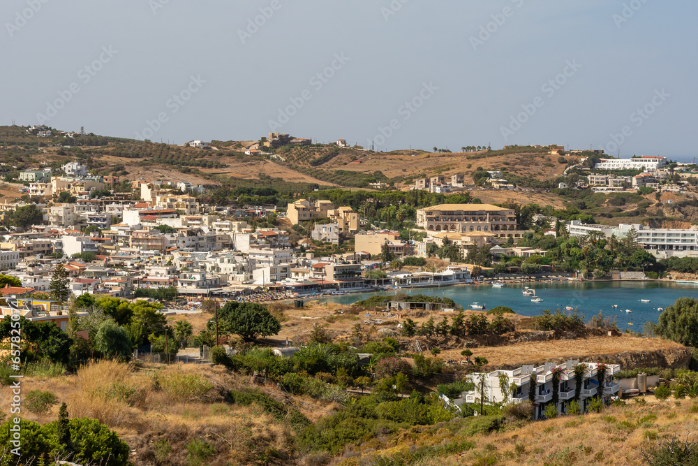 Views over the costal town of Agia Pelagia.  Crete, Greece.