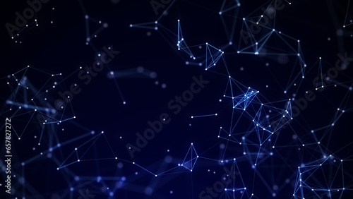 Modern network connection texture background. Abstract technology with particles. Digital futuristic gradient pattern. Big data visualization. 3D rendering.