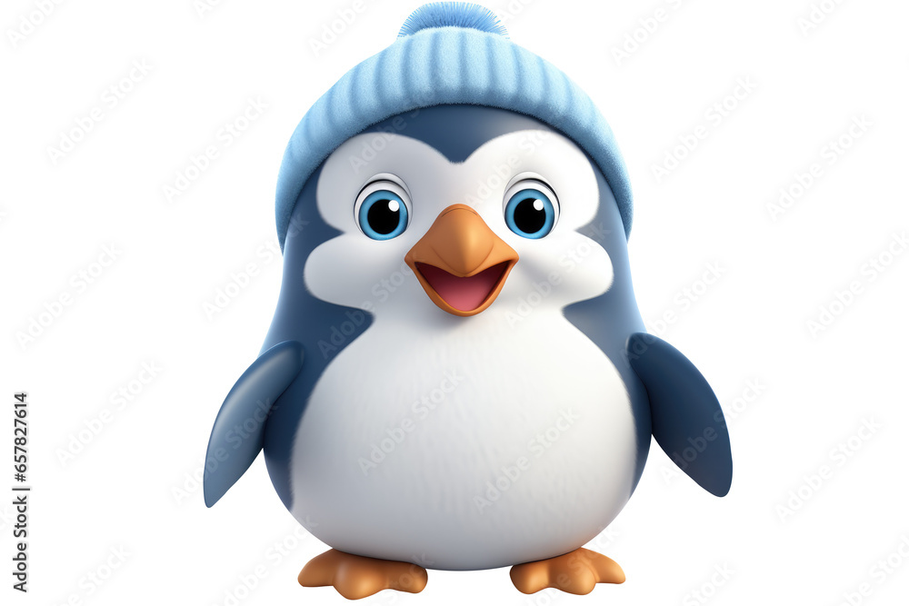 Obraz premium Christmas Cute Little Penguin on a white background. Generative AI