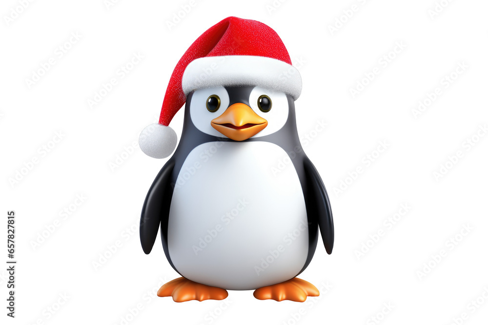 Christmas Cute Little Penguin on a white background. Generative AI