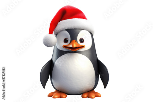 Christmas Cute Little Penguin on a white background. Generative AI © premyuda