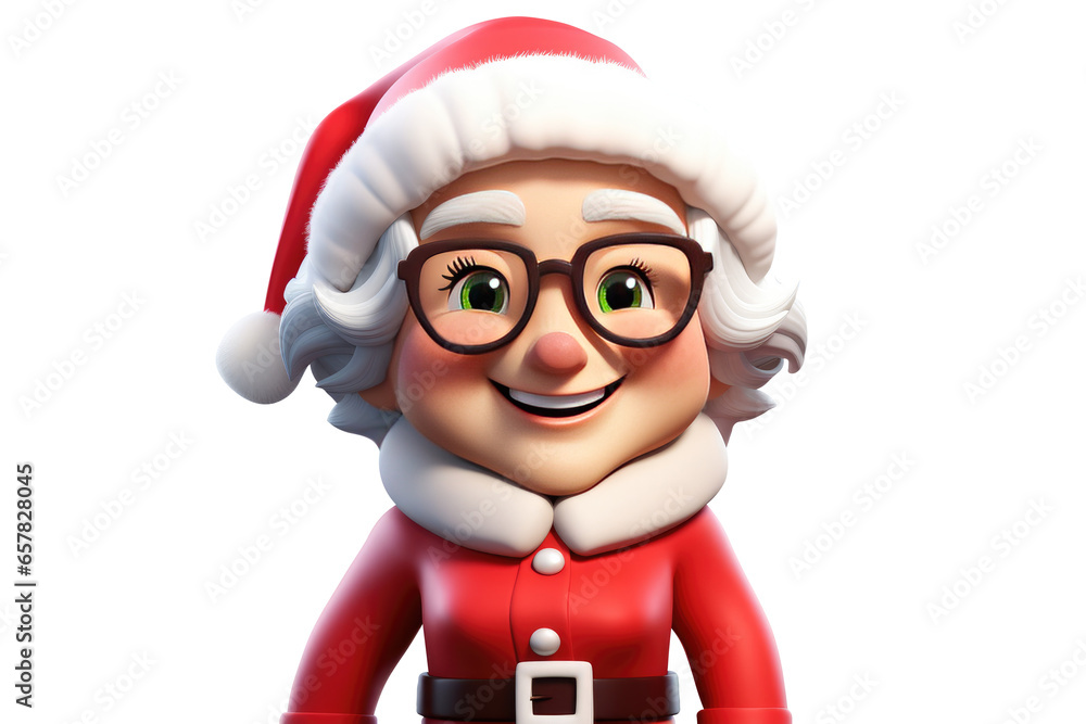female Santa Claus cartoon isolated. Generative AI female Santa Claus cartoon isolated. Generative AI