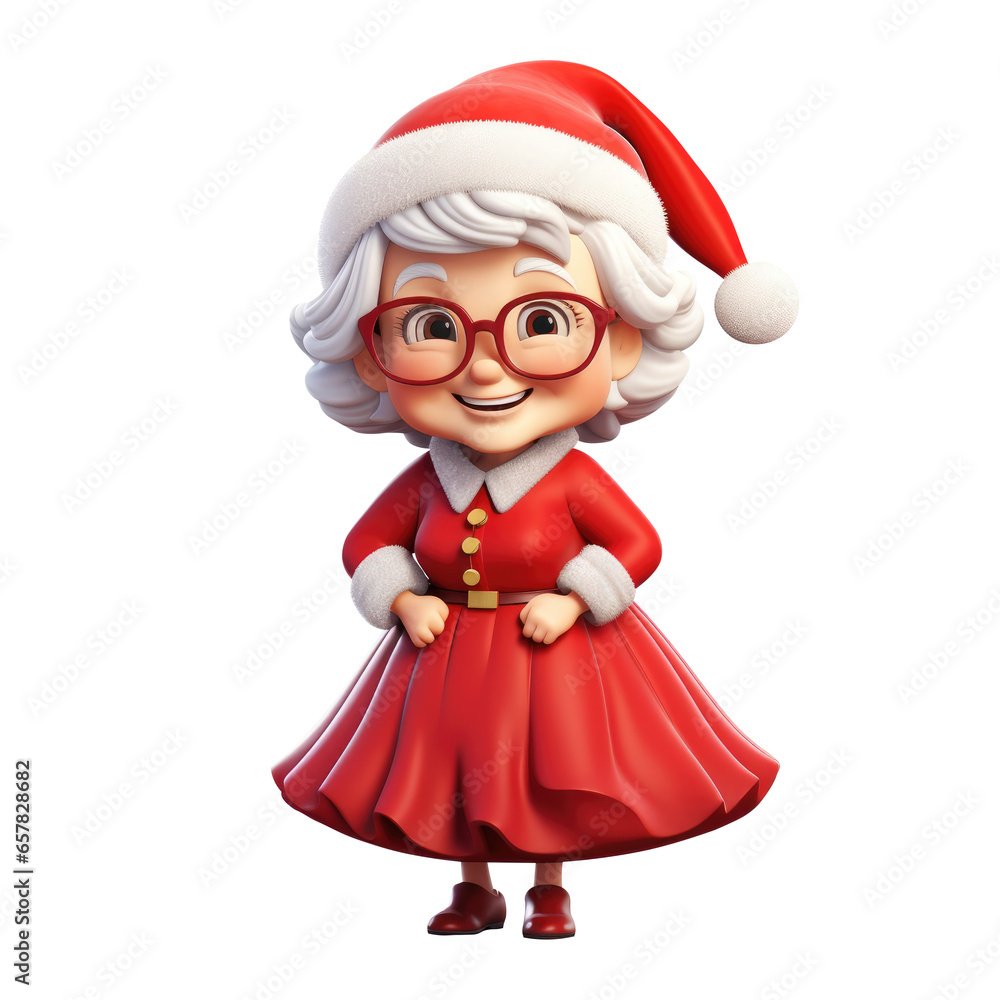 female Santa Claus cartoon isolated. Generative AI female Santa Claus cartoon isolated. Generative AI