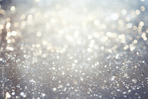 Abstract background of glitter lights, silver and white color