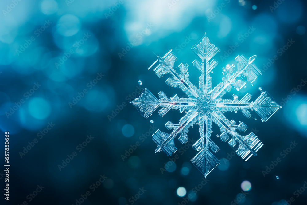 Snowflake close-up, background in blur Snowflake close-up, background in blur