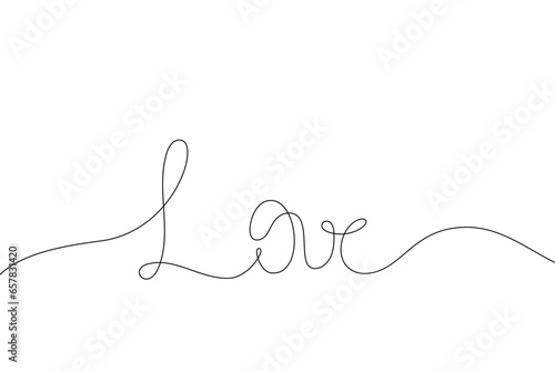 Vector handwriting word love. Hand drawn one continuous line.