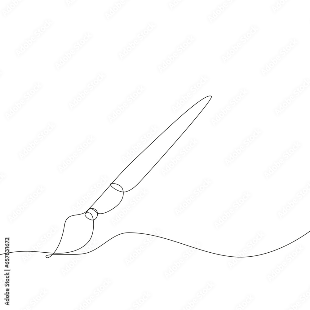 Paint brush icon hand drawn with single one continuous line. Isolated vector illustration in sketch style. Paint brush icon hand drawn with single one continuous line. Isolated vector illustration in sketch style.