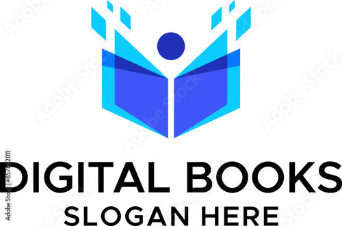 Digital book logo technology vector icon design
