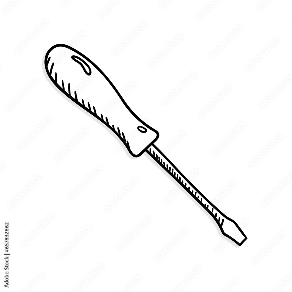 Screwdriver vector icon in doodle style. Symbol in simple design. Cartoon object hand drawn isolated on white background. Screwdriver vector icon in doodle style. Symbol in simple design. Cartoon object hand drawn isolated on white background.