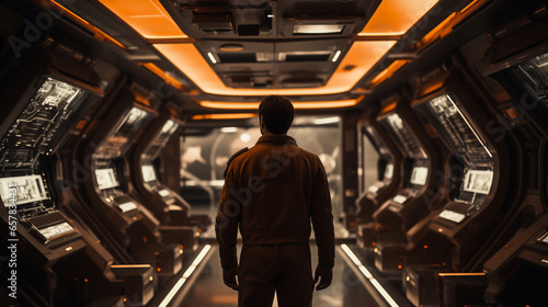 Fototapeta Naklejka Na Ścianę i Meble -  astronaut inside a spaceship. future technologies. interplanetary travel. ai generative