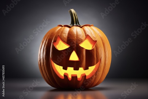 Halloween Pumpkin: Evil Face of Horror. Angry Lantern on White Background