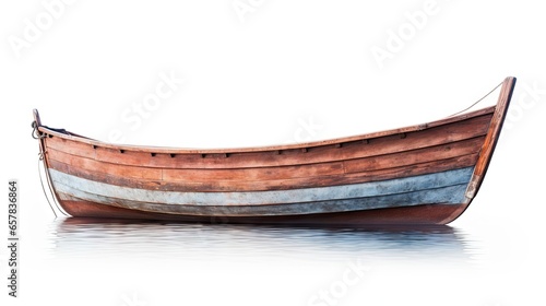  an old wooden boat sitting on top of a body of water.  generative ai