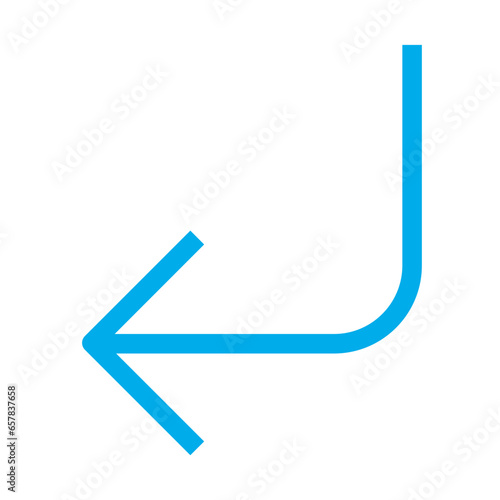 Flat Turn Down Left arrow icon